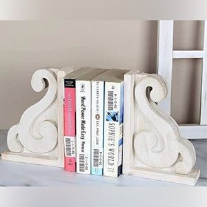 Ivory/White wood bookends
